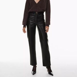 NWT Aritzia Wilfred Melina Black Leather Pants